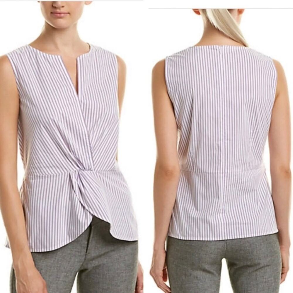 St John Womens Pinstripe Sleeveless Peplum Top Size S NWT